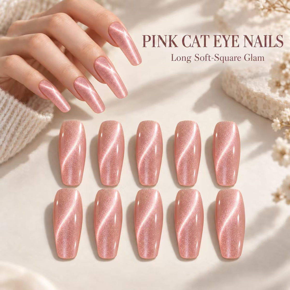 Minimal Cat-Eye Short Square Press-On Nails