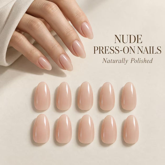 Minimal Nude Short Square Press-On Nails